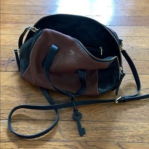 Brown and Black Fossil Bag
